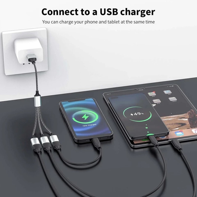 "USB Male to 3 Female Extension Cord Connector Data Charger Split Adapter " gallery