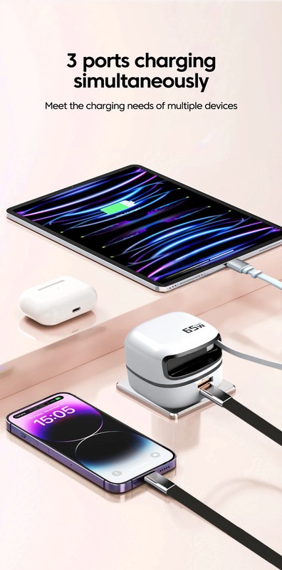 Elough 65W USB Type C Phone Charger Universal Travel Adapter Retractable Fast gallery