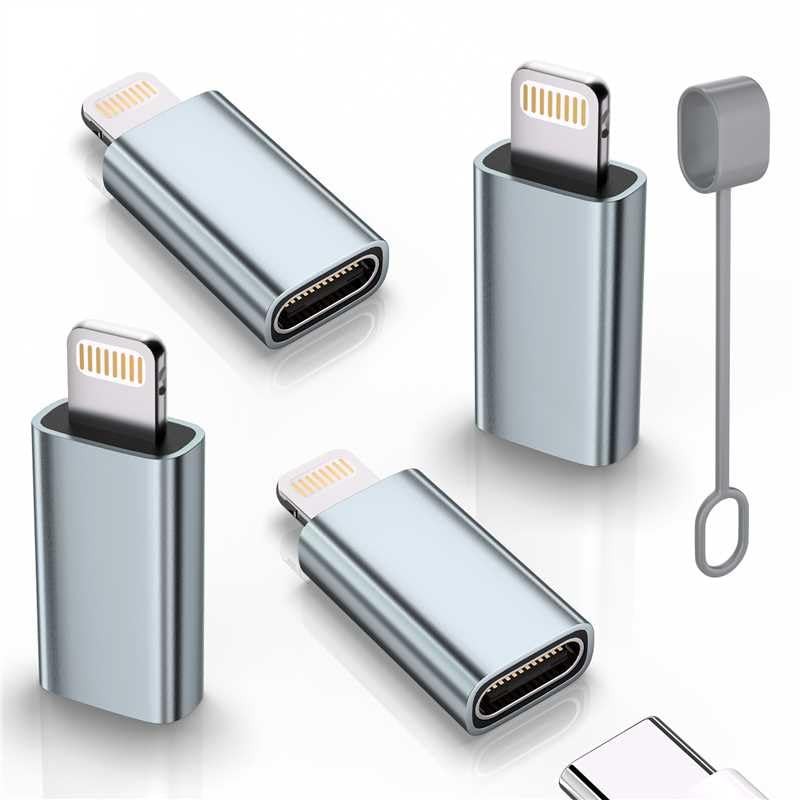 Thousover MFi Certified USB C Type C to Lightning Adapter （4 Pack） Gray