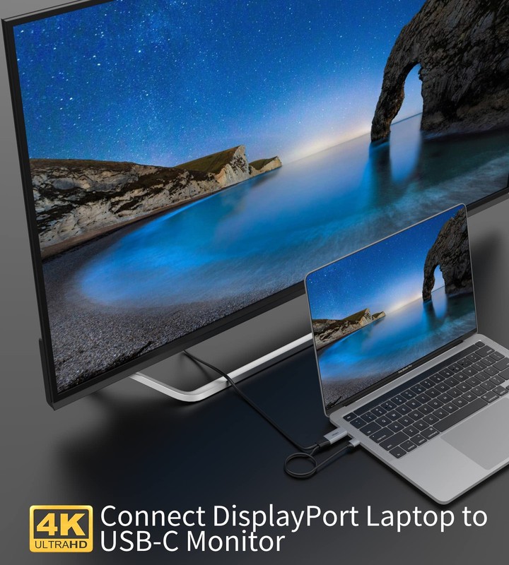 DisplayPort to USB C Cable, 4K@60Hz Display Port to USBC 6.6ft, DP 1.2 Male t... gallery