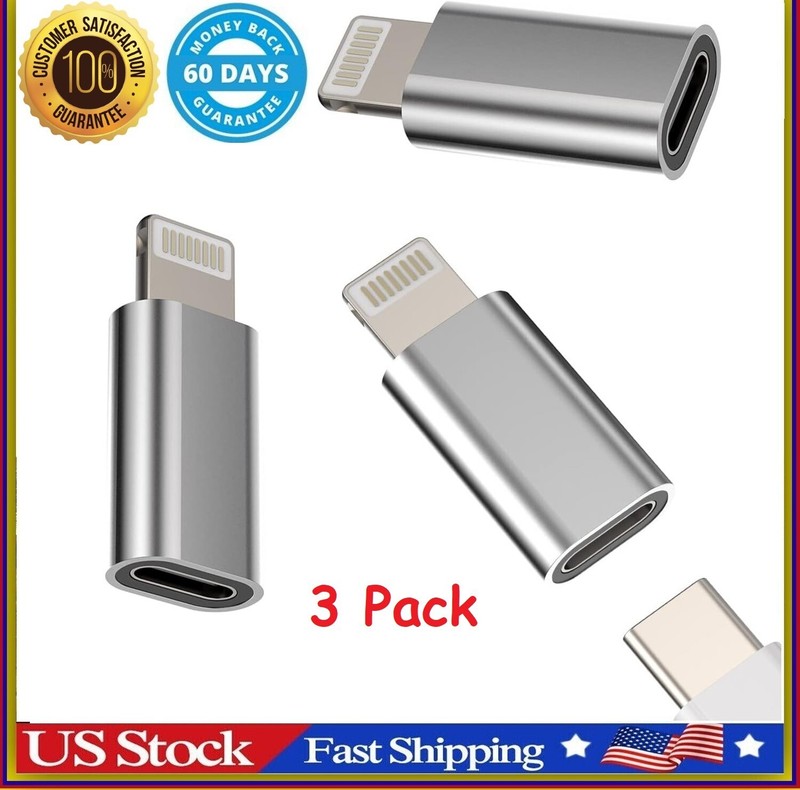 USB C Female to Lightning Male Adapter 3 Pack, Apple MFi Certified gallery