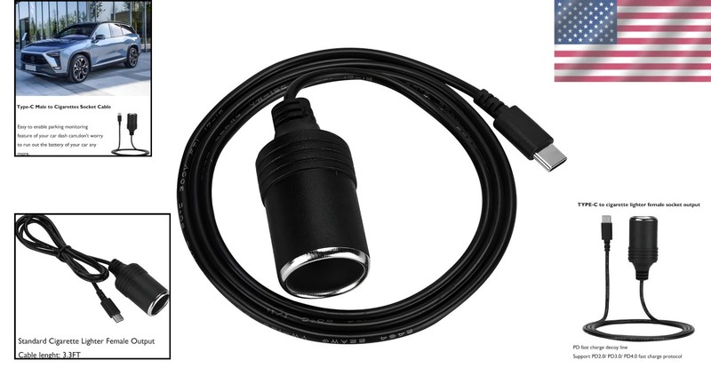 Versatile USB Type-C Cigarette Lighter Adapter – Powers GPS, LED Lights, & More gallery