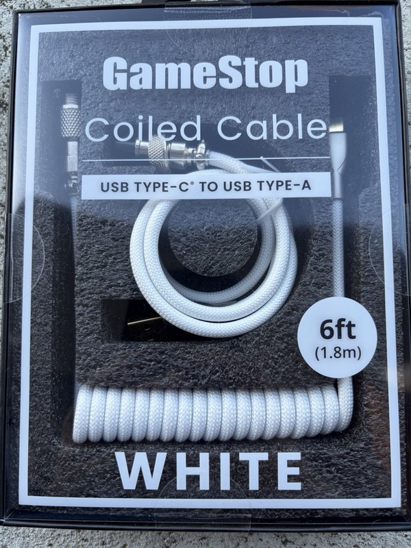 GAMESTOP 6 FT COILED KEYBOARD CABLE TYPE-C TO USB-A FOR GAMING KEYBOARD, WHITE gallery