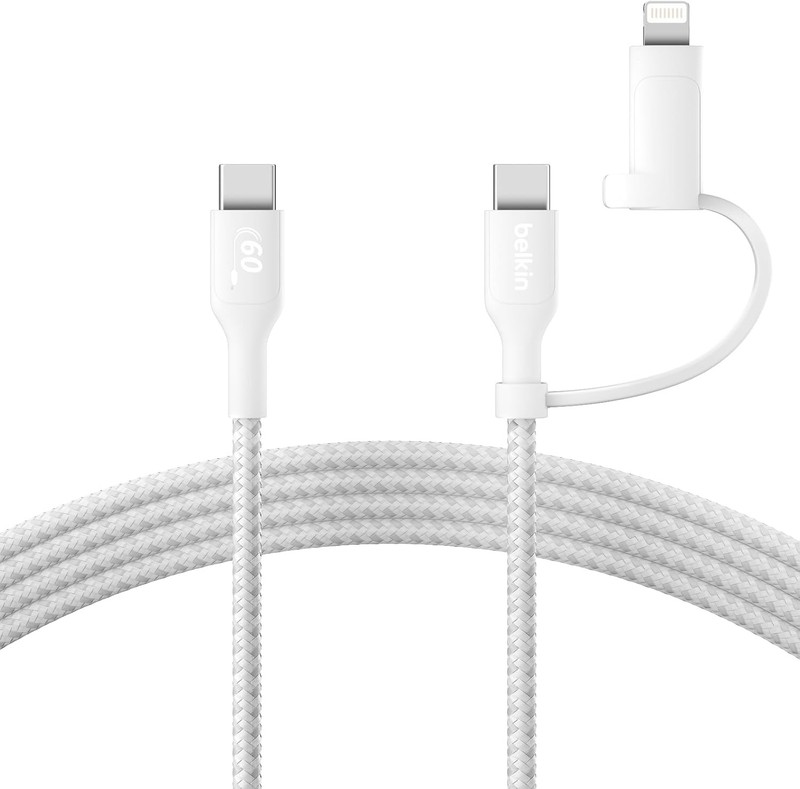 BoostCharge Pro 2-in-1 Cable with USB-C Connector, 1.5M, White