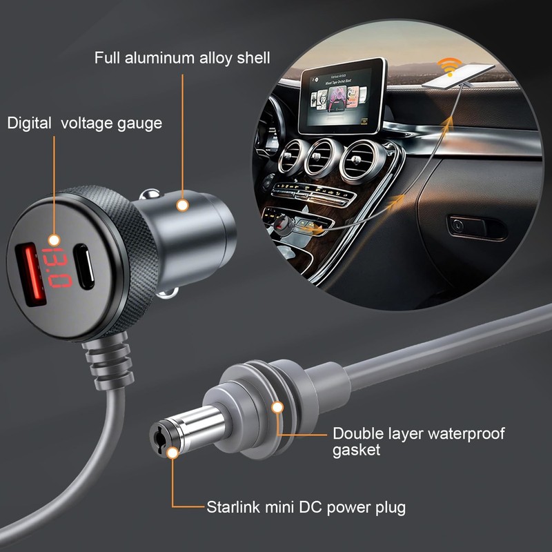 Starlink Mini Cable 3-in-1, Starlink Mini Car Adapter with Digital Display Du... gallery