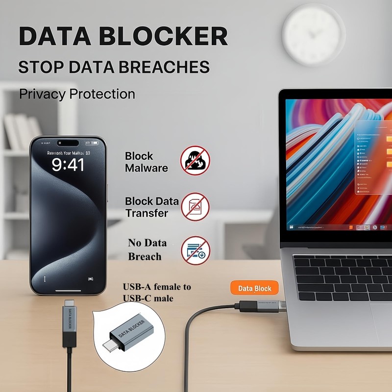 4 Pack USB Data Blocker Type A Type C Charge Only Safe Charging Adapter gallery