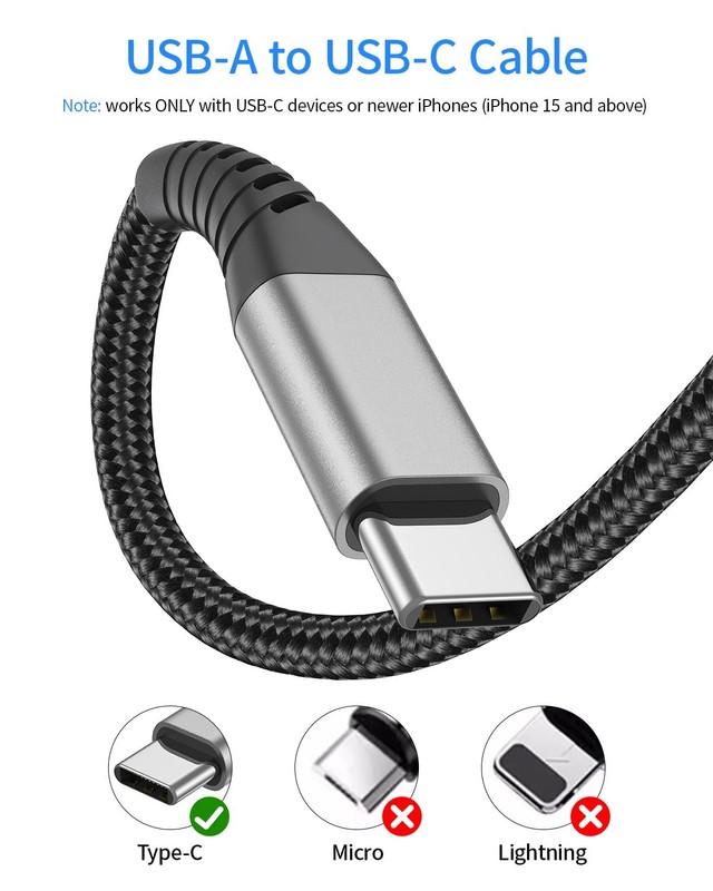 Short USB A to C 1FT 2 Pack Braided 3A Fast Charging Cable for Phone gallery