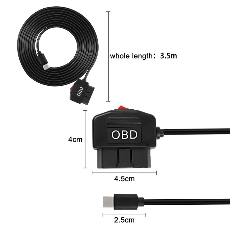 OBD Power Cable for Dash Camera Type C OBD2 Power Cable Adapter Hardwire Charger gallery