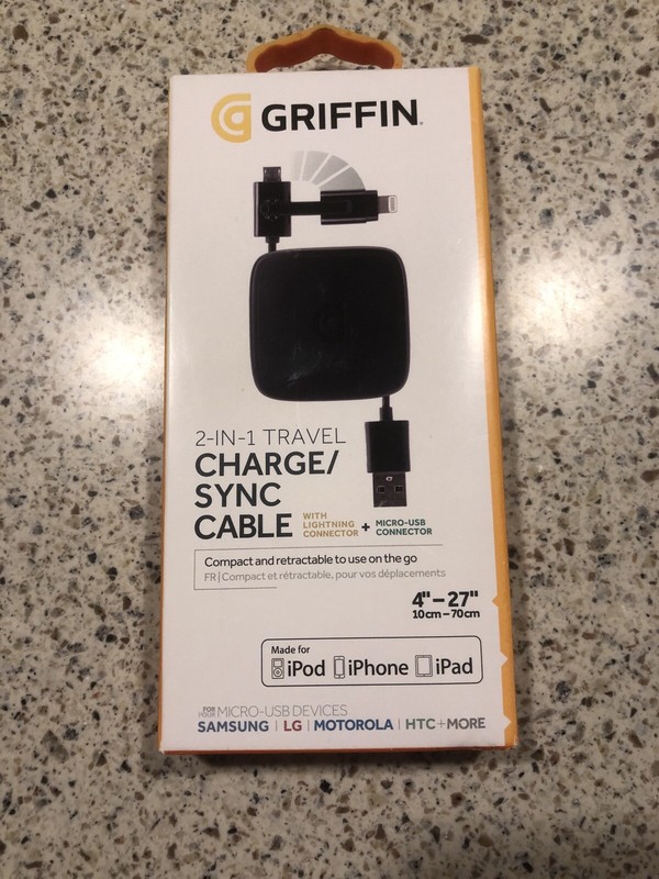 GRIFFIN 2 in 1 Travel Charge and Sync Cable for Lighting and Micro USB Cable