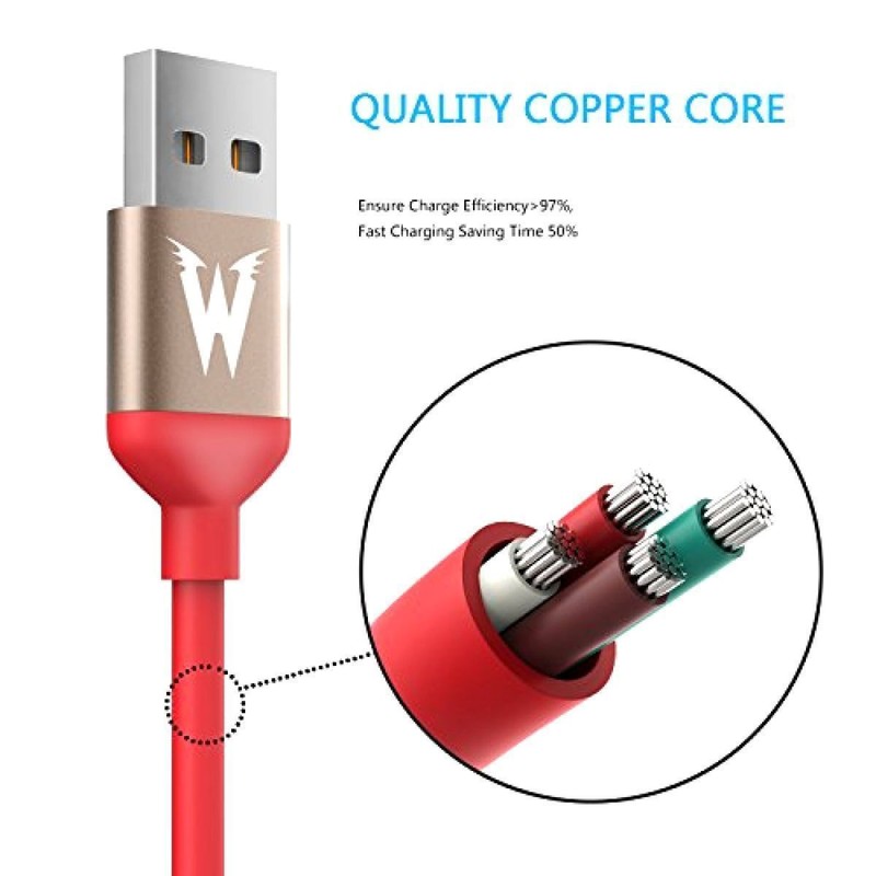 2 charging Cable 5ft 1M Heavy Duty USB Cord Apple iPhone X 8 7 Black / Red gallery