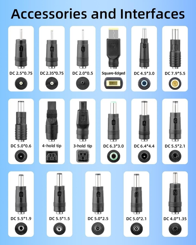 140W USB C to DC Adapter, Type C Barrel Power Cable, 34 Universal Tips, 5V-28V gallery