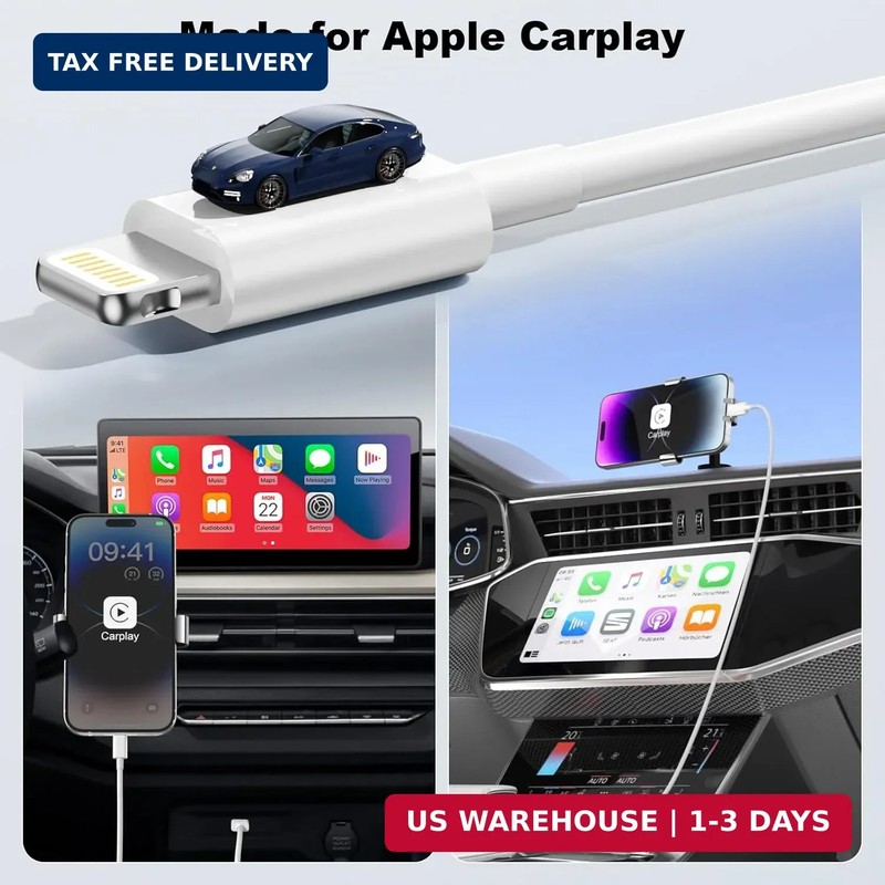 USB A to Lightning Cable [Apple MFi Certified], 3FT Fast Charging CarPlay Charge gallery