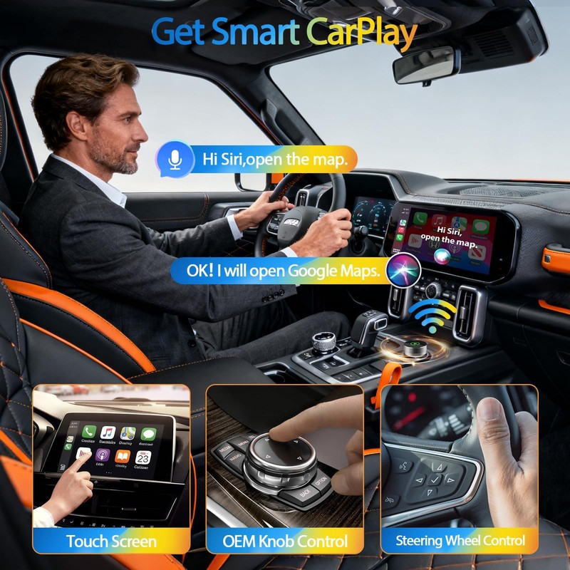 2-in-1 Wireless CarPlay Adapter for Apple iPhone & Android, Plug & Play, Auto... gallery