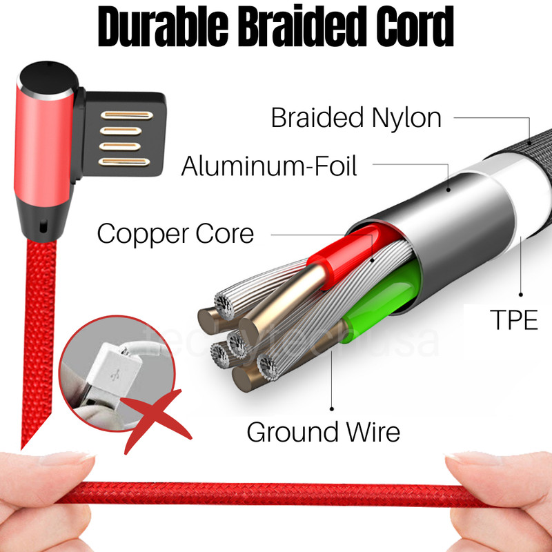 3 Pack 6Ft 90-Degree Angle USB Charging Cable For iPhone 11 XR 8 7 Charger Cord gallery
