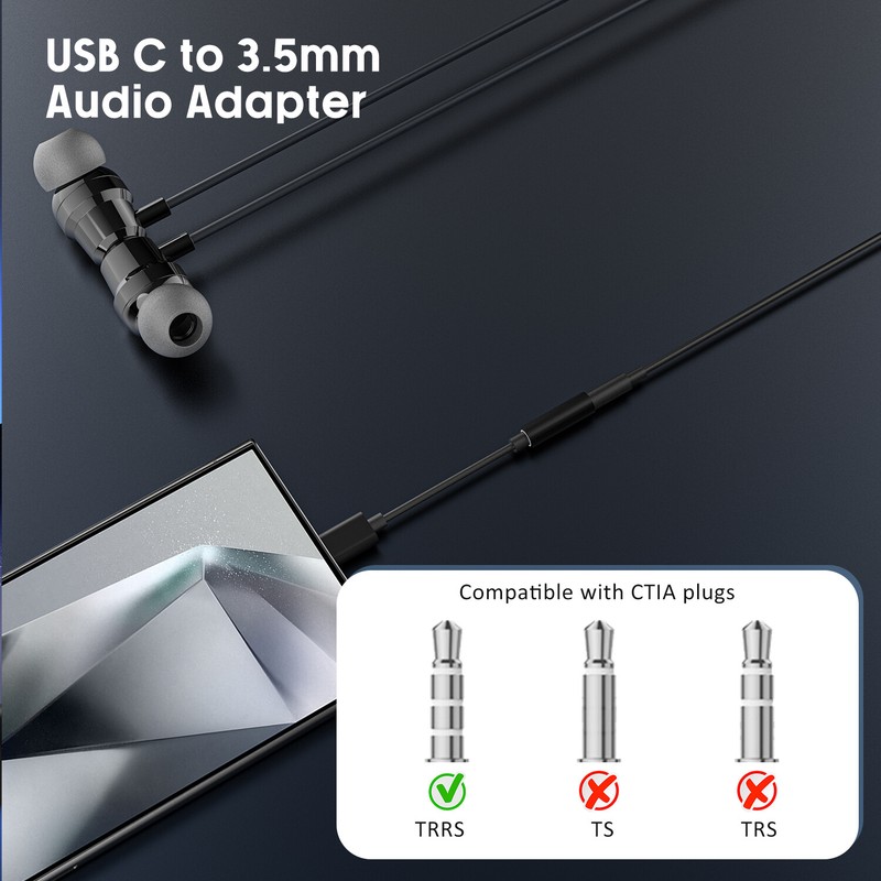 Type C to Aux Headphone Adapter-For Samsung Galaxy S22/S20 FE,USB-C Audio Conver gallery