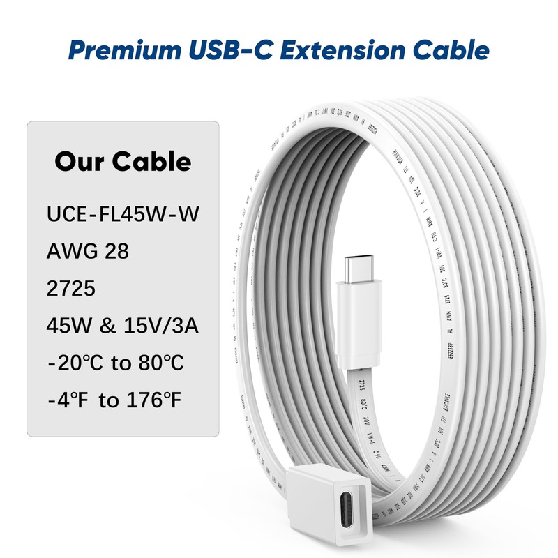 USB C Extension Cable 10ft for Ring Solar Panel & Camera, 45W Charging Waterp... gallery