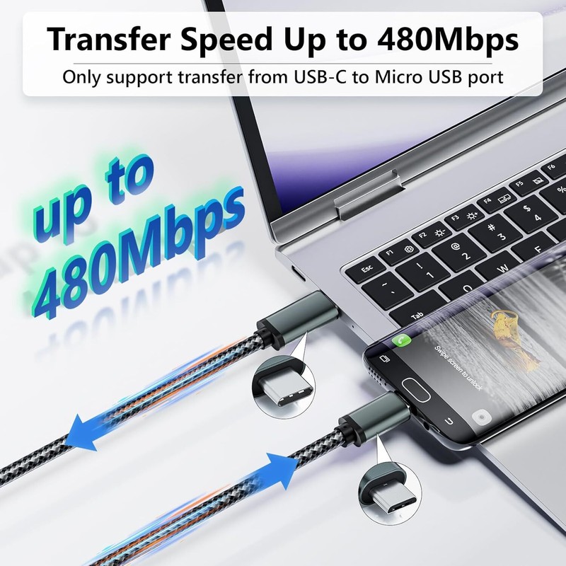 USB Type C to Micro USB Charger Cable Supports OTG Dast Sync for MacBook Pro Air gallery