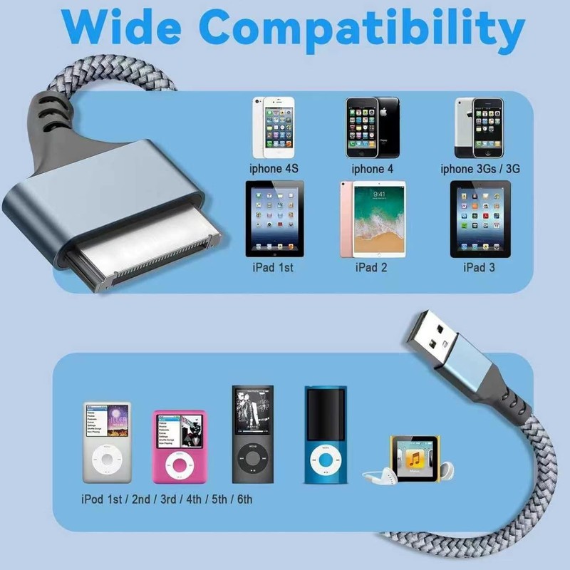 USB to 30 Pin Charger Cable Compatible with Old iPhone 4 4s 3G 3GS iPad 1 2 3 gallery
