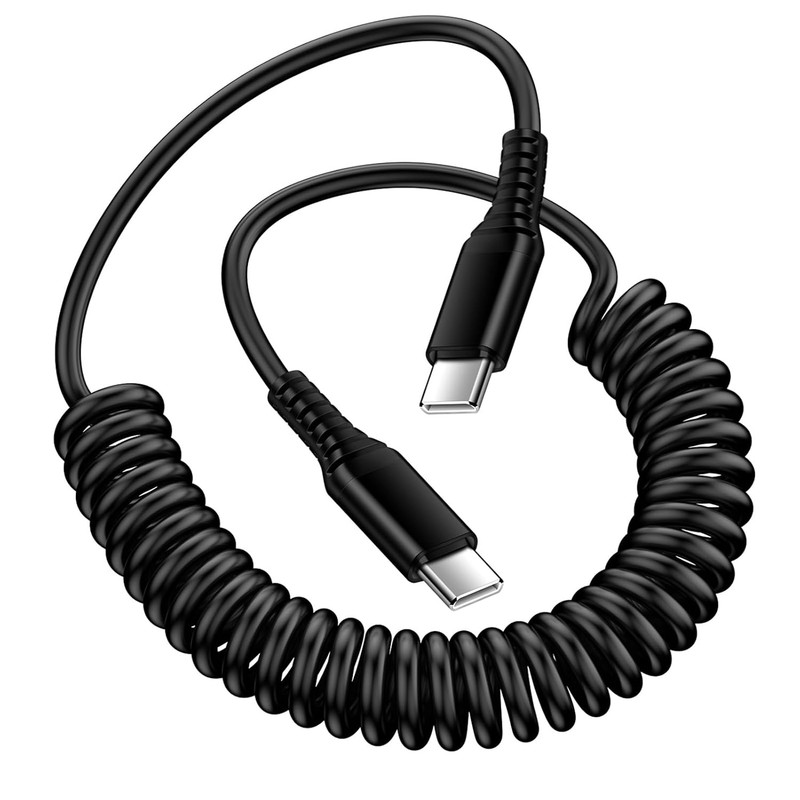 Android Auto USB C to USB C Cable 3FT Type C Fast Charging Coiled Samsung Charge gallery