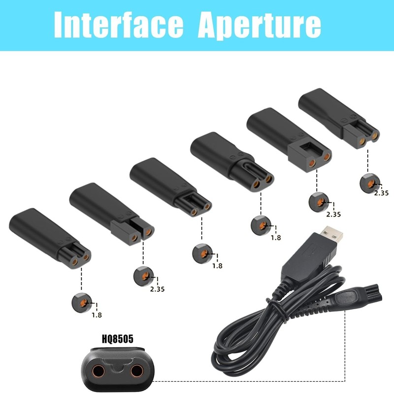 Upgraded 9PCS Type-C Charger Set for Hair Clippers, Shavers, and Beauty Tools gallery