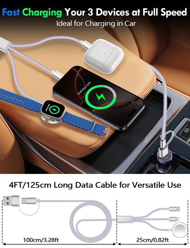 Purple 3 in 2 Multi Charging Cable Travel Essentials gallery