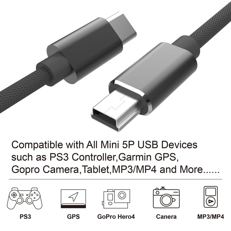 USB C to USB Mini B 5 Pin Charging Cable Compatible with Digital Camera gallery
