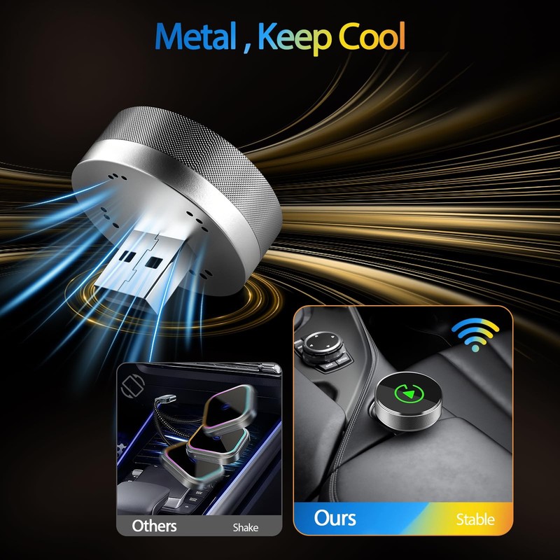 2-in-1 Wireless CarPlay Adapter for Apple iPhone & Android, Plug & Play, Auto... gallery