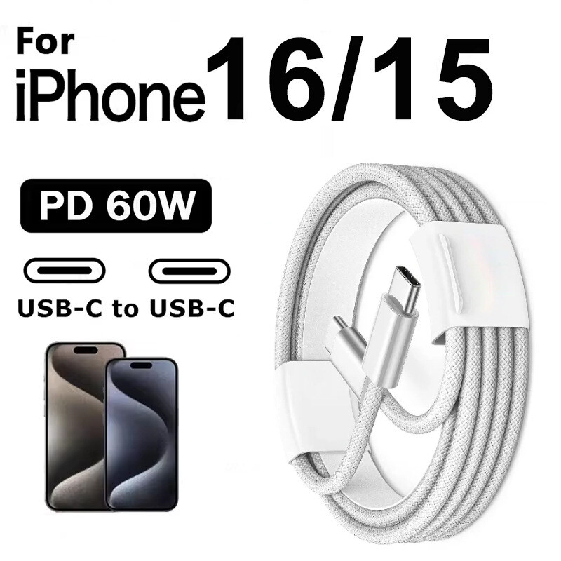 Type C Fast Charger Adapter with USB C to Type C Cable For iPhone 15 16 Pro Max