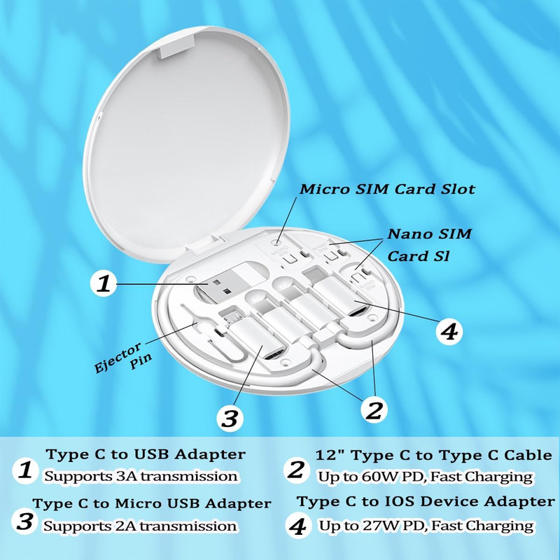 Multi USB Charging Adapter Cable Kit, USB C to Ios Device for Travel, Conversion gallery