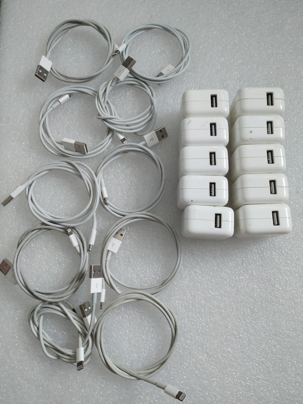 Lot 10 OEM Apple 10W A1357 USB Wall Chargers Power Adapters w/ Lightning Cables gallery