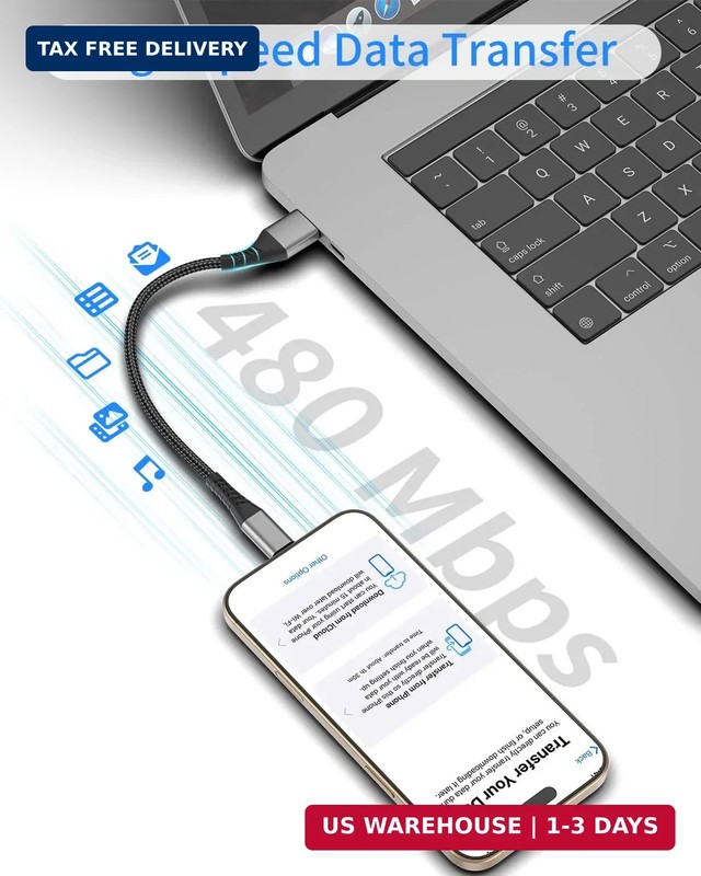 Short USB A to USB C Cable 1FT, 2 Pack Braided 3A USB A to Type C Fast Charging gallery