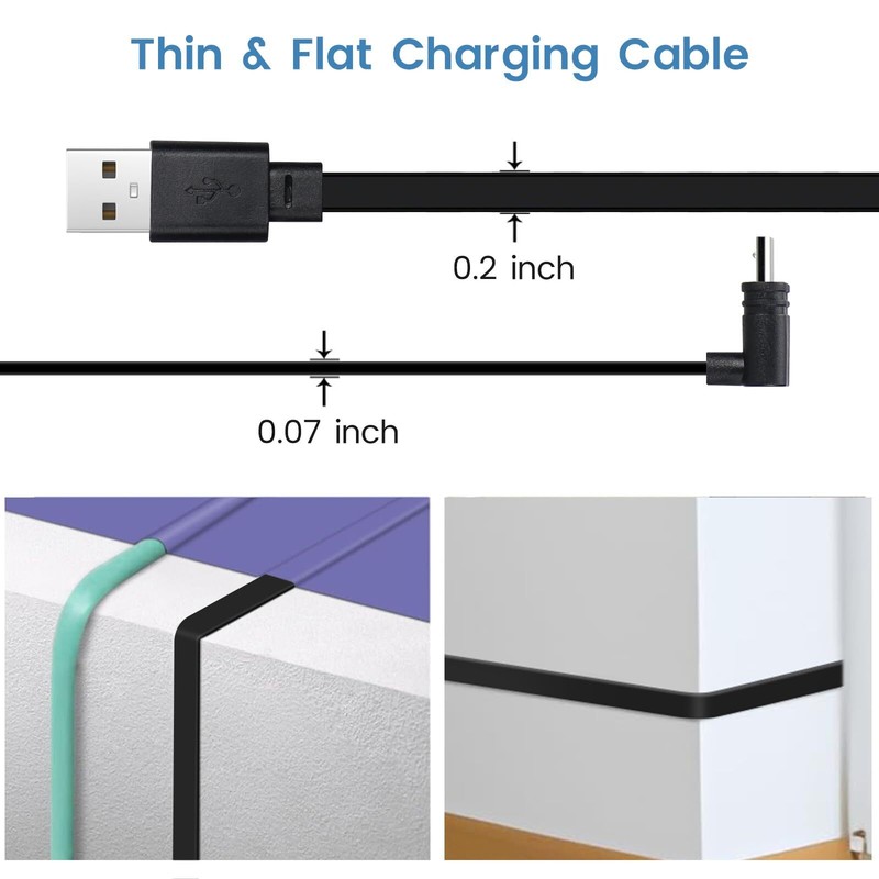 10 ft Cable for WYZE Cam Pan v3 Camera Long Micro USB Flat Power Cord 90 Degr... gallery