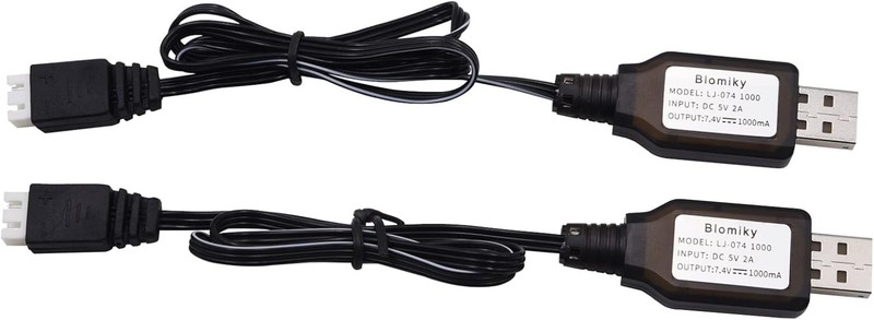 2 Pack USB Charger Cable for 7.4V Lipo Battery