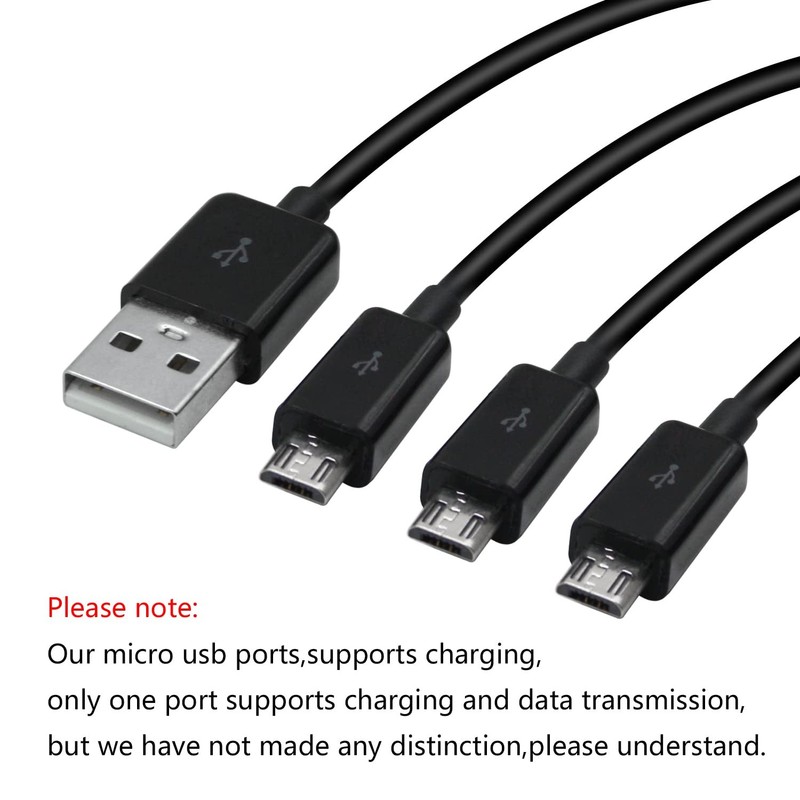 3-in-1 Micro USB Splitter Cable 1M USB A 2.0 Male to 3 Micro USB Charging gallery