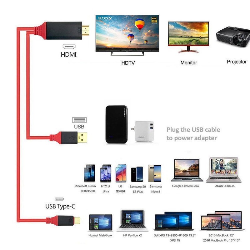 6ft USB Type C to HDMI TV HDTV Cable Converter Adapter For Macbook Android Phone gallery