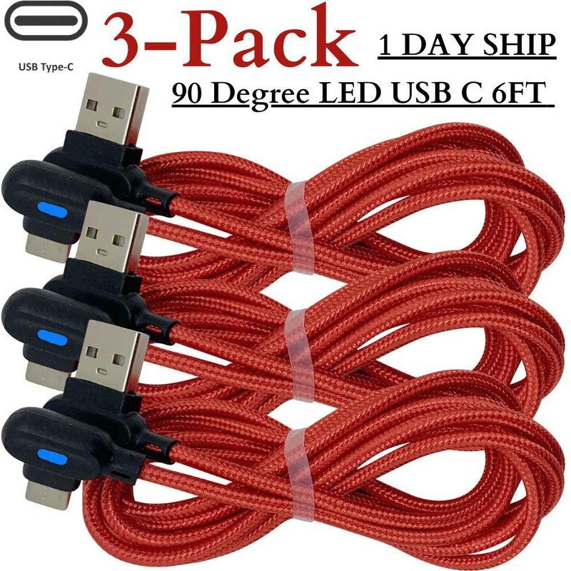1/3X Right Angle USB-C to A Cable Charger Type C Cord For Samsung iPhone15 16 17 gallery