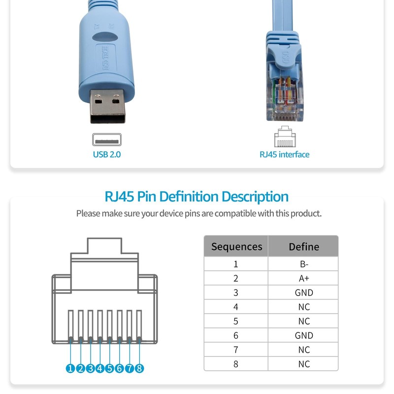 SHRJ45K USB to RS485 Serial Cable RJ45 Interface Builtin FTDI Chip gallery