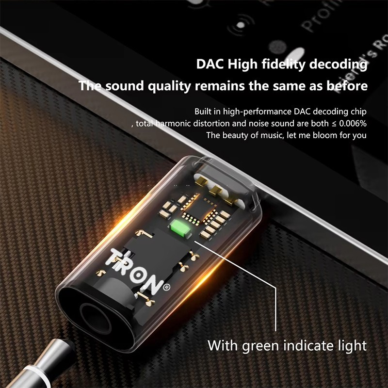 TRON USB-C to 3.5mm Audio Adapter, Voice Calls Gaming 40mW Output gallery