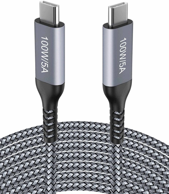 15FT USB C to C Cable 100W for iPhone 15, Type C Fast 15FT, Grey