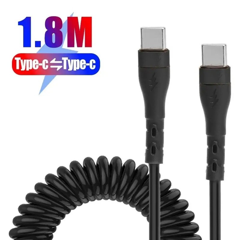 120W PD Type C To Type C Spring Cable 5A Fast Charging For iPhone 15 Xiaomi Sams gallery