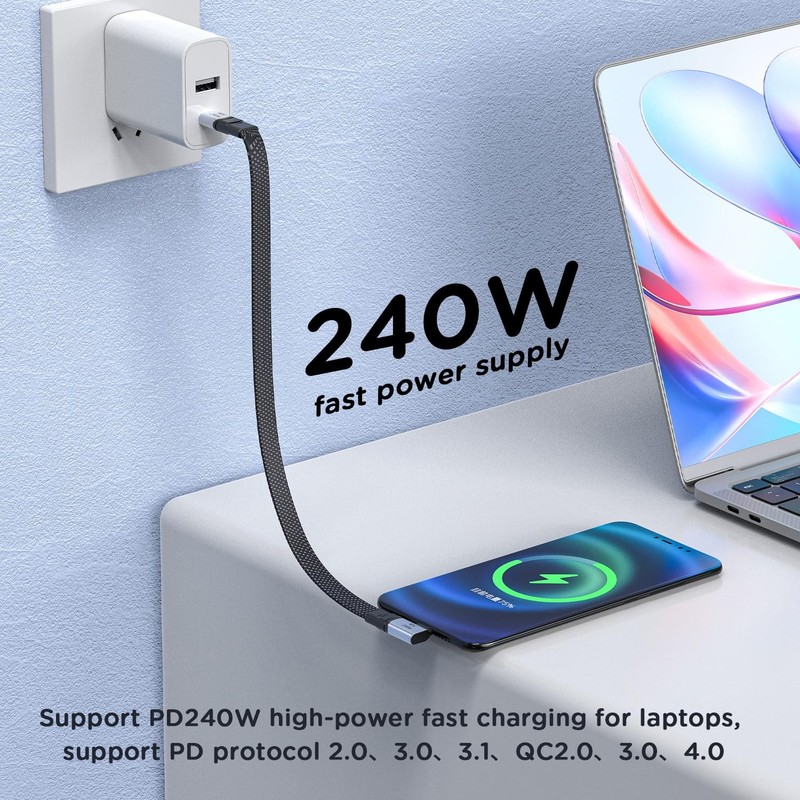 Right Angle USB Cable(40Gbps,100W)-90 Degree Flat Flexible USB 4 Cable Fast C... gallery