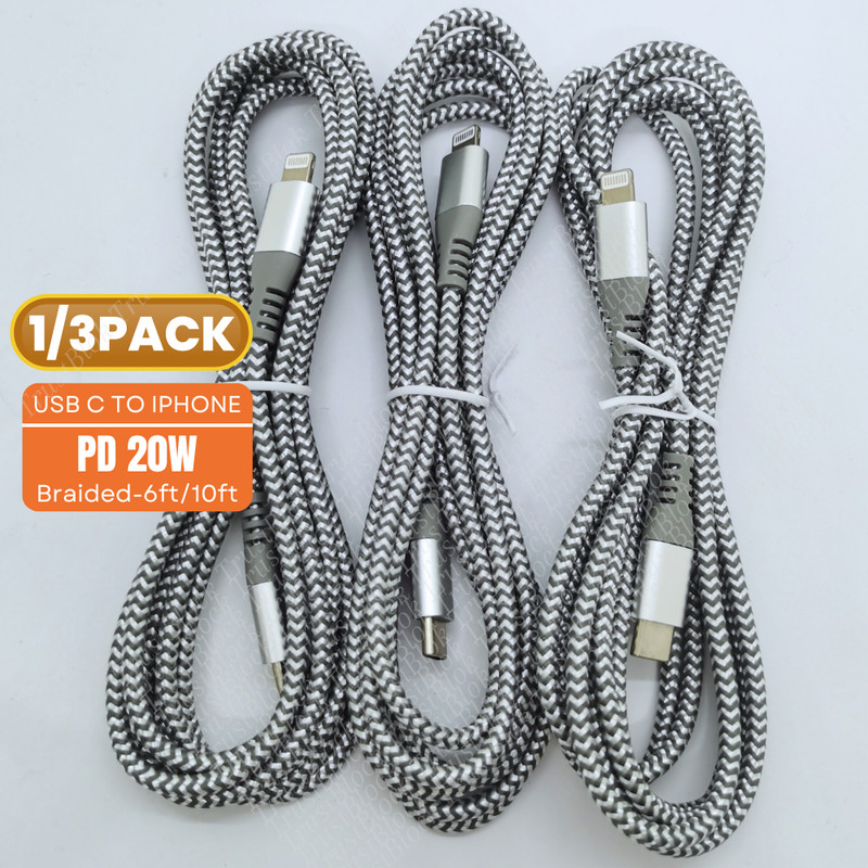10Ft 6Ft USB-C To iPhone Cable 20W PD Fast Charger Type C For iPhone 14 13 12 11
