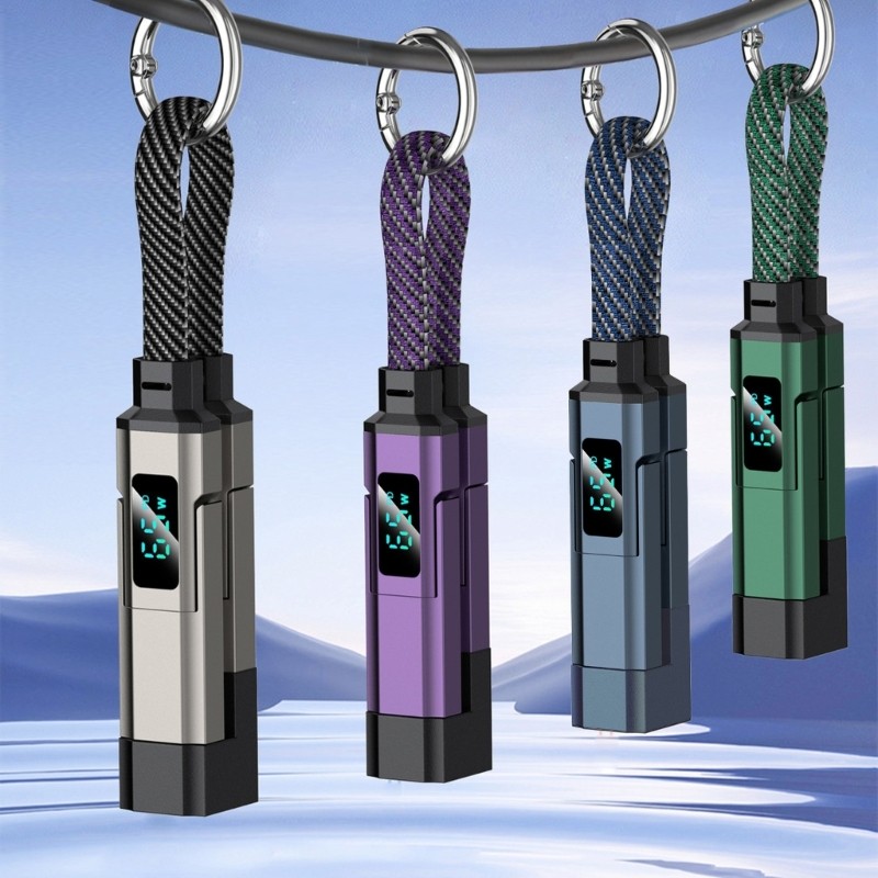 Compact Keychain Data Cable Digital Display Zinc Alloy Shell Type c Cord gallery