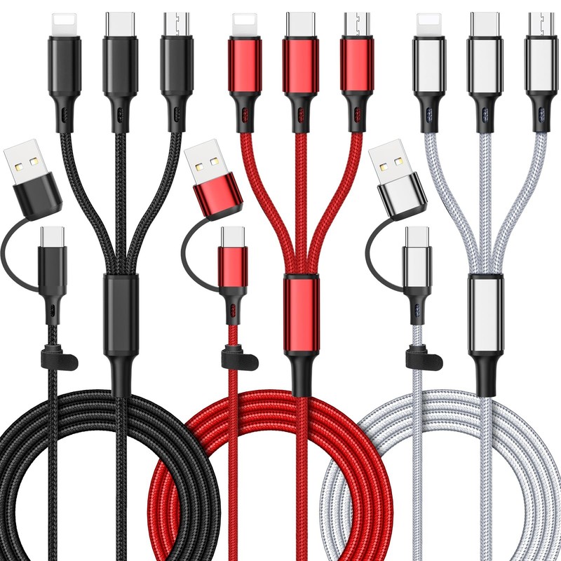 6 in 1 Multi Charging Cable [3Pack 4FT] Multi Charger Cable for All Devices, …