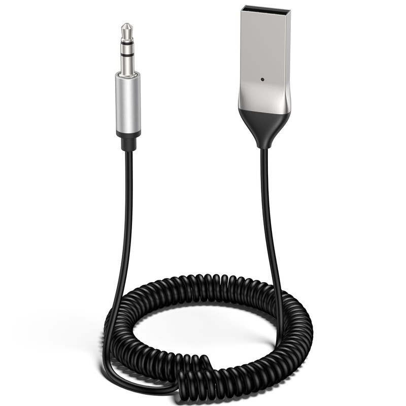 Aux to Bluetooth 5.3 Adapter for Car, USB 2.0 to 3.5mm Bluetooth Receiver Jac…