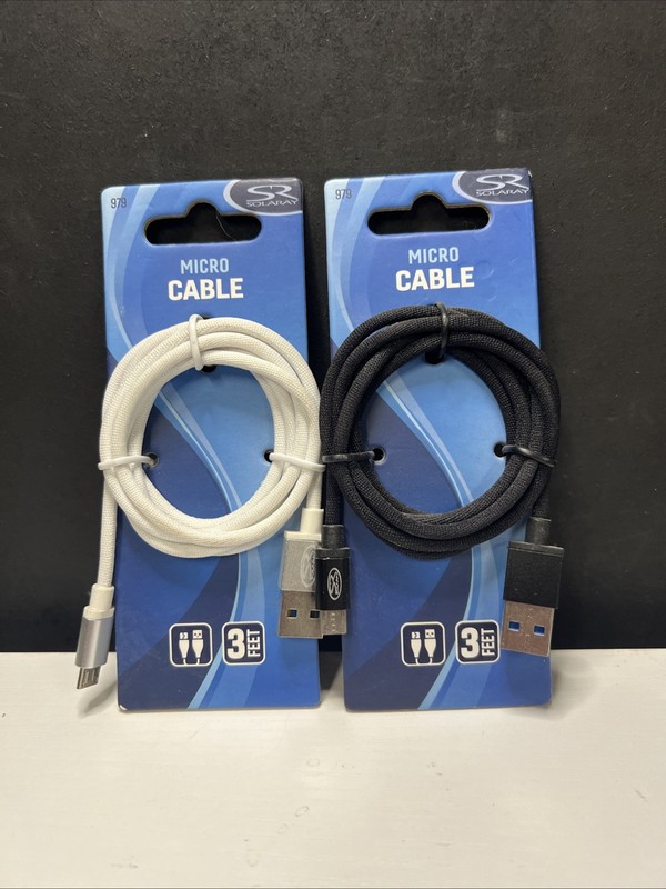 2 Pack Micro USB Charging Cable. 3ft Braided Cable New