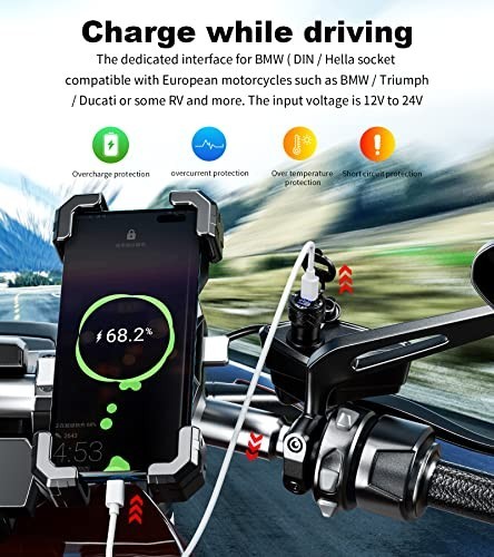 Aluminum DIN Plug Dual Quick 3.0 USB Charger Power Adapter for 12V-24V Motorcycl gallery