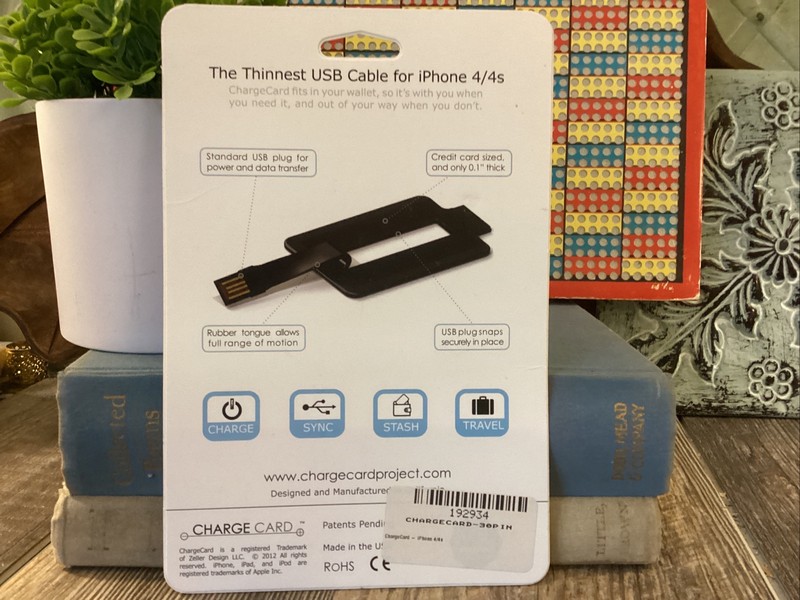 CHARGE CARD Ultra-thin USB Cable for iPhone 4/4S (30 pin Connect) iPod iPad NEW gallery
