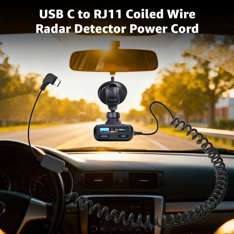 Coiled USB C to RJ11 Power Cord for Uniden Radar Detectors – Compatible with ... gallery