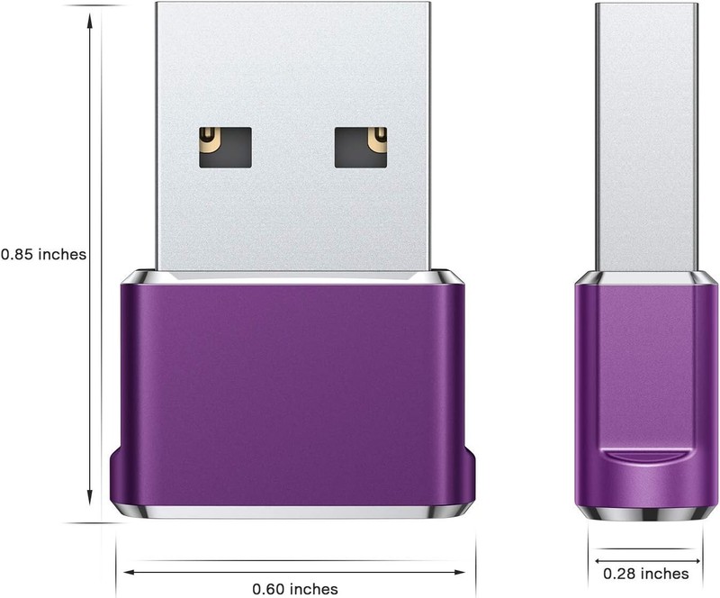 USB C Female to USB Male Adapter Type C to USB USB-C to A Converter- 2Pk, Purple gallery